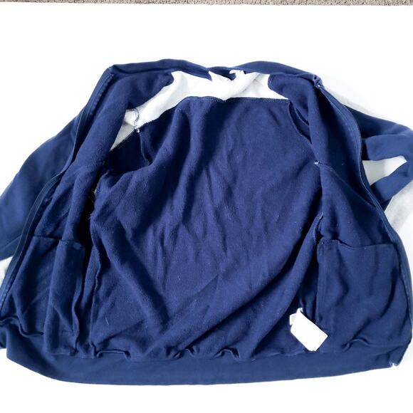 Adidas Navy White Three Stripe Zip Up Jacket Large - Picture 2 of 6